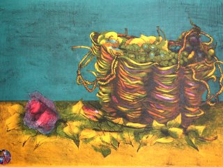 019B - Cesto e Rose (Basket and Roses) - 1980 - cm. 50x70 - Litografia (Lithography)